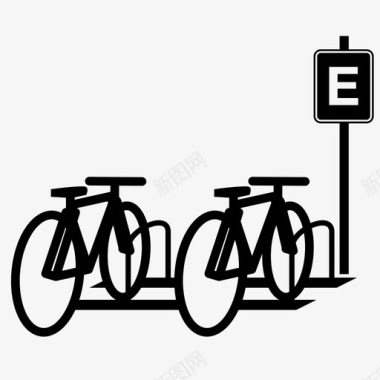 自行车停车场自行车自行车架图标图标
