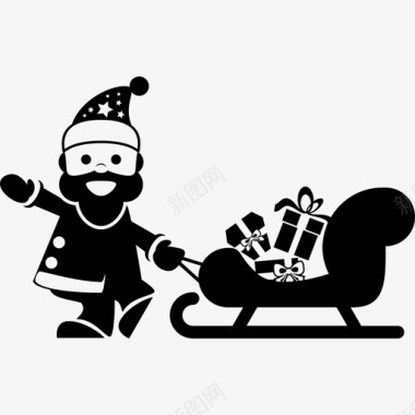 圣诞老人和他的雪橇人们圣诞老人图标图标