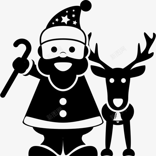 圣诞老人和驯鹿在他身边圣诞老人图标svg_新图网 https://ixintu.com 圣诞老人 圣诞老人和驯鹿在他身边