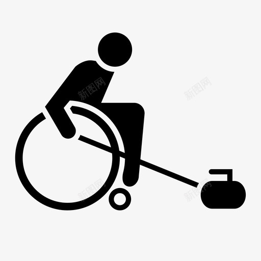 冰壶运动员游戏图标svg_新图网 https://ixintu.com 体育 冬奥会 冰壶 残奥会 游戏 轮椅 运动 运动员