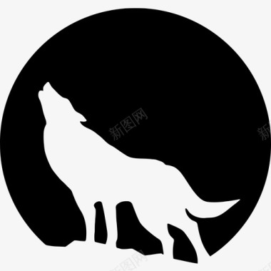 狼动物满月图标图标