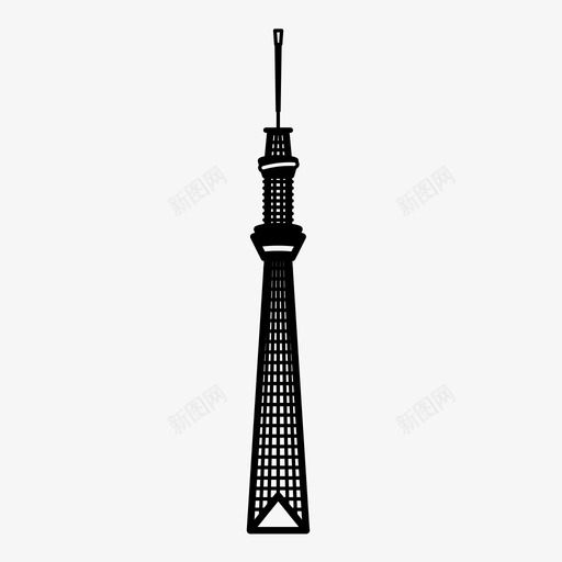东京天空树建筑日本图标svg_新图网 https://ixintu.com 东京天空树 地标 地点 建筑 日本 纪念碑