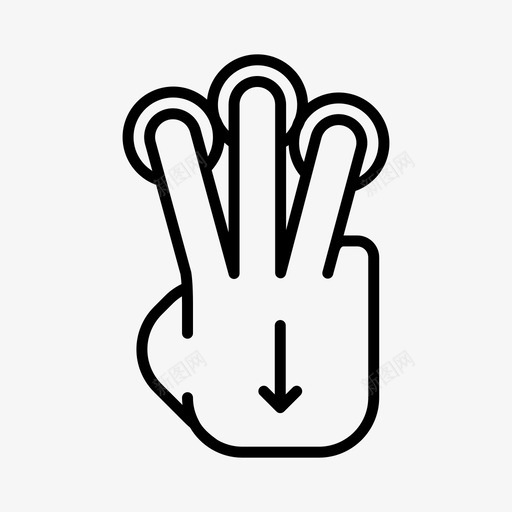 向下滑动手势手图标svg_新图网 https://ixintu.com 三个手指 向下滑动 手 手势 触摸 触摸屏