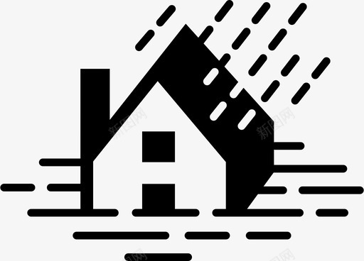 洪水溢流泛滥图标svg_新图网 https://ixintu.com 住宅 安全 屋顶 废墟 河流 泛滥 洪水 涌浪 溢流 潮汐 降雨
