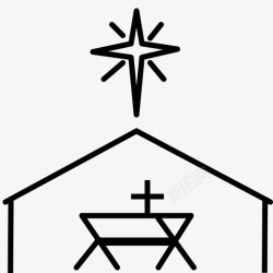 马厩耶稣诞生场景伯利恒基督教图标高清图片
