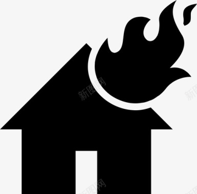 房屋火灾纵火火焰房屋烧毁人道主义图标图标
