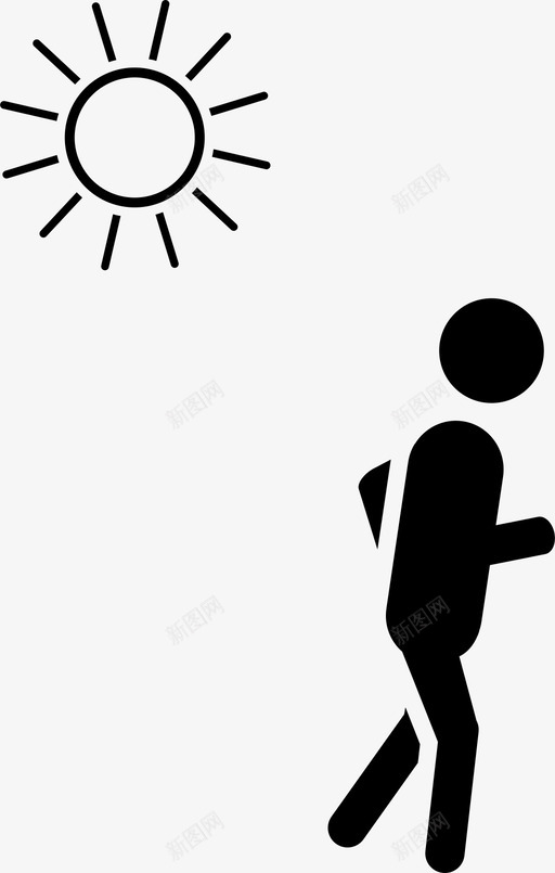 跑步温暖阳光图标svg_新图网 https://ixintu.com 健身 夏日 户外 温暖 炎热 跑步 运动 阳光
