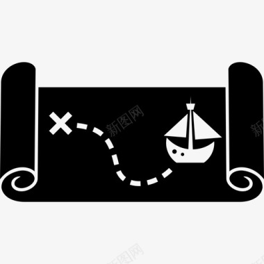 藏宝图旅行船图标图标