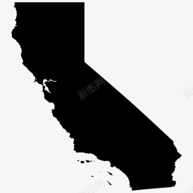 加利福尼亚地理位置地图州美国图标图标