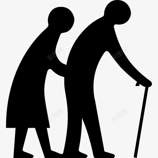 老年人手杖人图标svg_新图网 https://ixintu.com 人 妇女 手杖 步行 老人 老年人