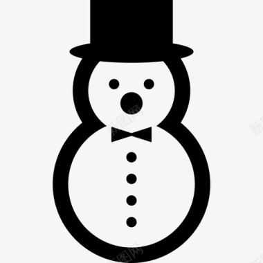 戴着优雅帽子和蝴蝶结的雪人圣诞老人图标图标