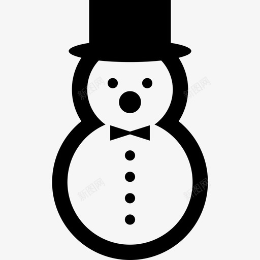 戴着优雅帽子和蝴蝶结的雪人圣诞老人图标svg_新图网 https://ixintu.com 圣诞老人 戴着优雅帽子和蝴蝶结的雪人