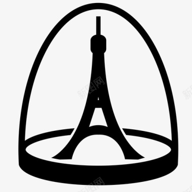 雪球埃菲尔铁塔法国图标图标