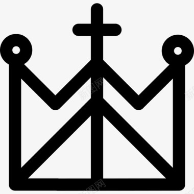 带有十字架的皇家天主教皇冠形状皇冠图标图标