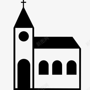 教堂建筑基督教教堂建筑十字架图标图标