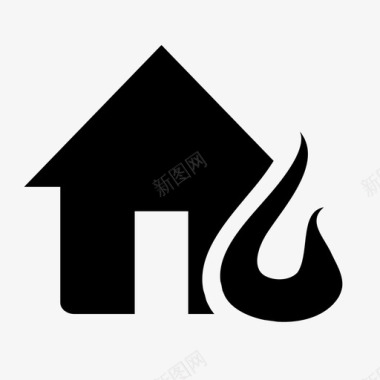 房屋火灾燃烧防火图标图标
