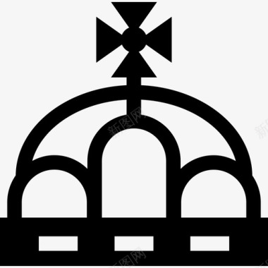 顶部有十字架的皇冠形状皇冠图标图标