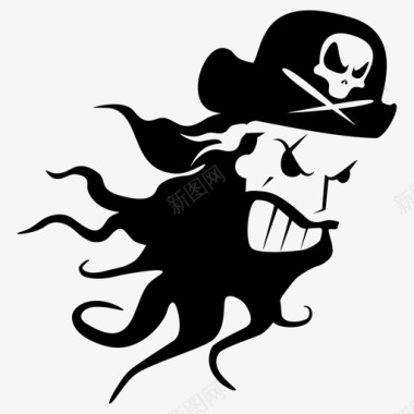 海盗黑胡子帽子海洋袭击者图标图标