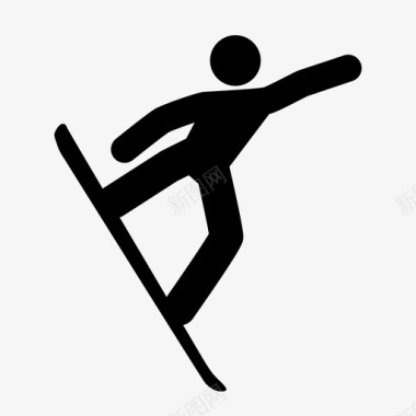 滑雪板运动员空中自由式图标图标