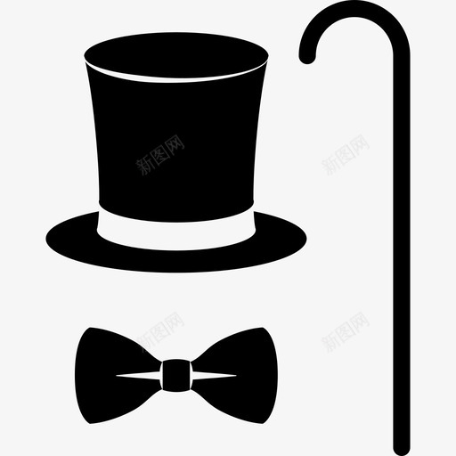 绅士领带款式图标svg_新图网 https://ixintu.com 优雅 帽子 手杖 时尚 款式 绅士 花哨 蝴蝶结 衣服 领带