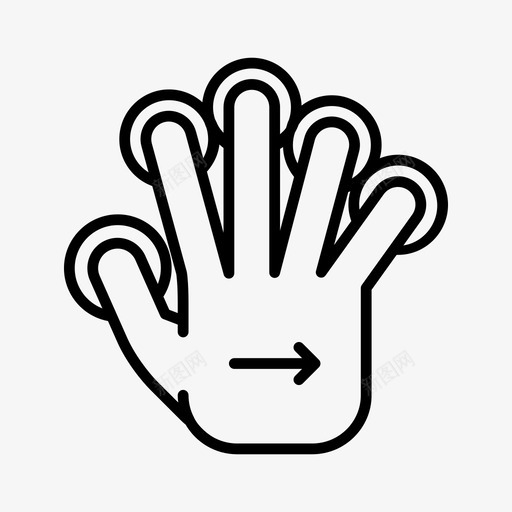 向右滑动五个手指手势图标svg_新图网 https://ixintu.com 五个手指 向右滑动 手 手势 触摸 触摸屏