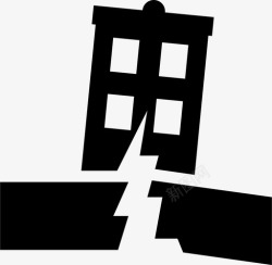 灾害预警地震建筑物倒塌灾害地面图标高清图片