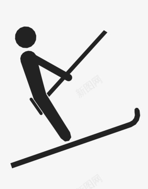 滑雪升降机人滑雪者雪运动图标图标