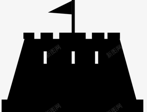 城堡战斗旗帜堡垒城墙图标图标