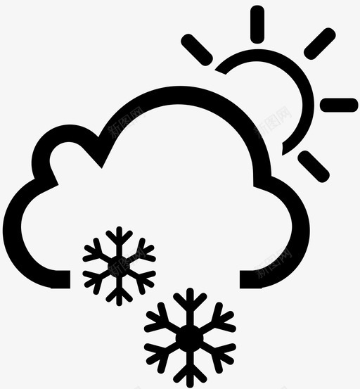 白天下雪云天气预报图标svg_新图网 https://ixintu.com 下雪 云 冬天 天气 天气预报 太阳 白天下雪 雪花