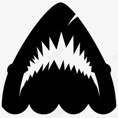 鲨鱼惊悚牙齿图标图标