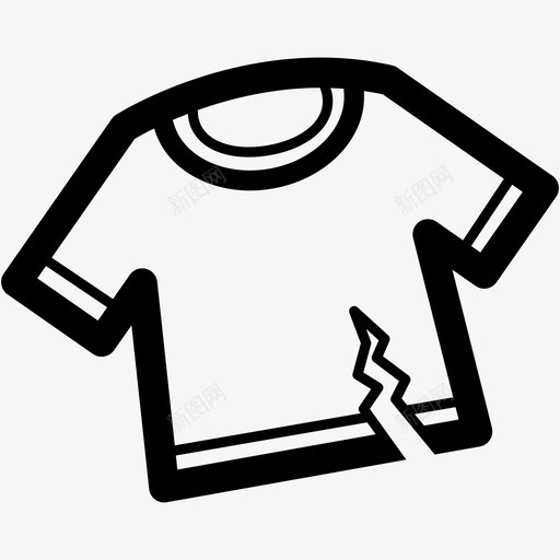 T恤破的布料图标svg_新图网 https://ixintu.com T恤 布料 撕破的 旧的 洗衣布 破的 衣服