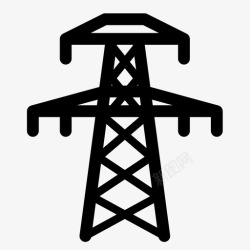 电力线路输电塔电力高压电力线路发电厂图标高清图片