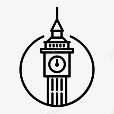 伦敦建筑时钟图标图标