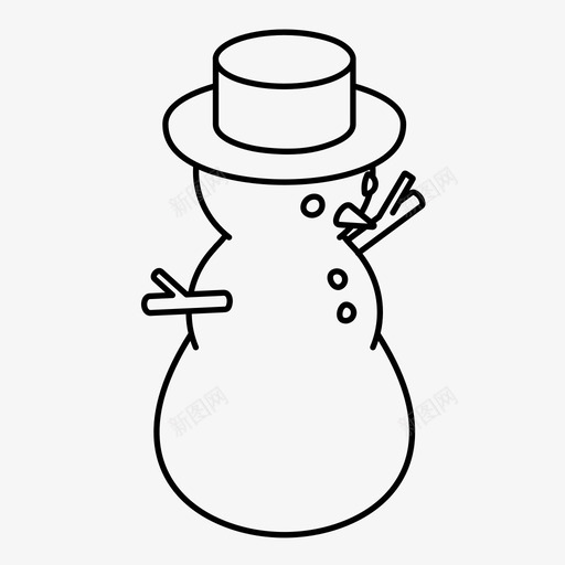 雪人圣诞节可爱图标svg_新图网 https://ixintu.com 假日 冬天 可爱 圣诞节 棒臂 雪人 霜冻 顶帽