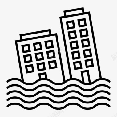 洪水建筑物城市图标图标