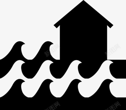 洪水灾难灾害房屋人道主义图标图标
