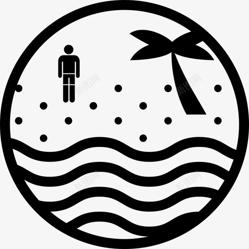海滩树游泳图标svg_新图网 https://ixintu.com 夏天 放松 树 棕榈 沙滩 海洋 海滨 海滩 游泳