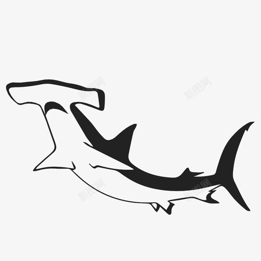 鲨鱼动物鱼图标svg_新图网 https://ixintu.com 动物 水 海洋 自然 锤头鲨 鱼 鲨鱼