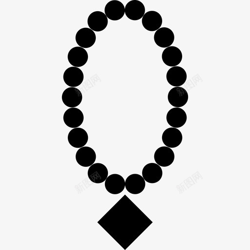 珍珠项链与钻石吊坠时尚时尚的图标svg_新图网 https://ixintu.com 时尚 时尚的图标 珍珠项链与钻石吊坠