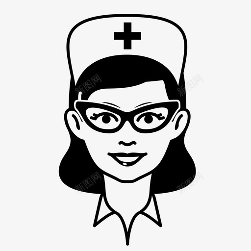 护士专业人员女士图标svg_新图网 https://ixintu.com 专业人员 保健 医生 女士 女孩 女性 工作 护士 眼镜