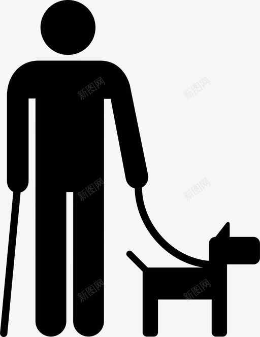 助盲犬盲人拴狗图标svg_新图网 https://ixintu.com 助盲犬 卡通导盲犬 导盲犬 手杖 拴狗 盲人