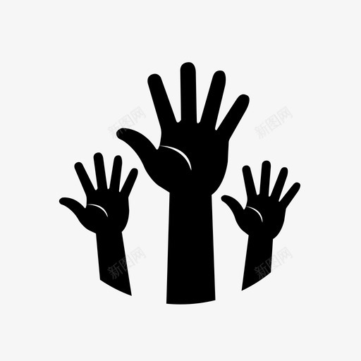 志愿者有需要的举起手来图标svg_新图网 https://ixintu.com 举起手来 互动 对话 帮助 得到帮助 志愿者 手 有需要的 社区