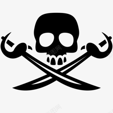 骷髅海盗骷髅和十字骨图标图标