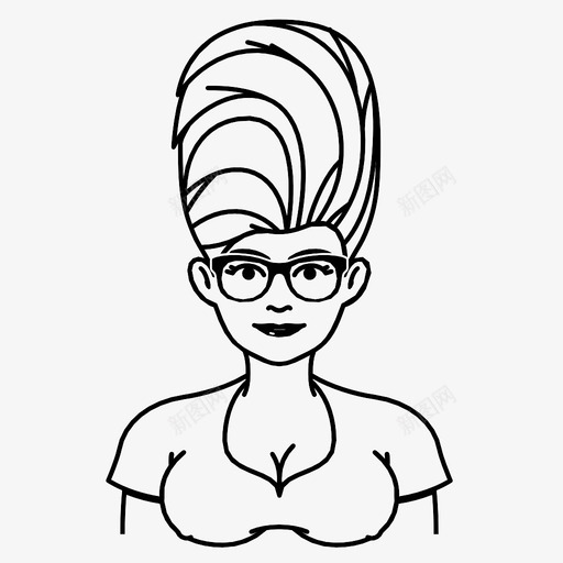 女人女孩眼镜图标svg_新图网 https://ixintu.com 发型 头发 女人 女士 女孩 眼镜