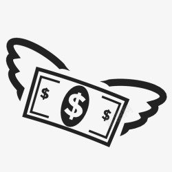 翅膀飞走了昂贵浪费金钱浪费图标高清图片