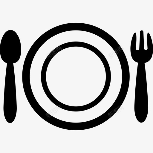 餐具勺子盘子图标svg_新图网 https://ixintu.com 勺子 午餐 叉子 晚餐 盘子 餐具 餐桌摆设 饭菜