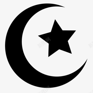 星和新月伊斯兰教月亮图标图标