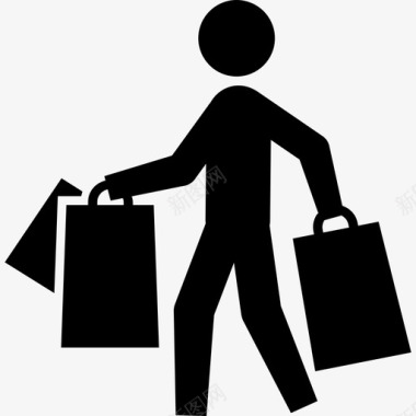 购物购物袋散步图标图标