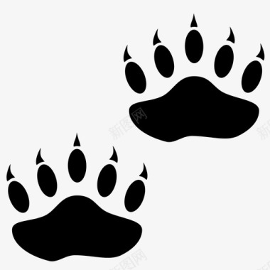 狮子印爪印动物园动物脚印图标图标