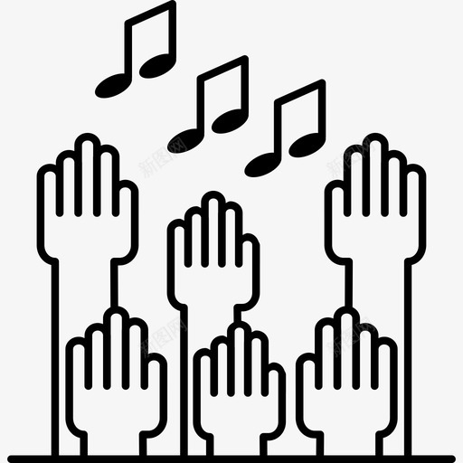 多个举手与音乐音符随机图标svg_新图网 https://ixintu.com 多个举手与音乐音符 随机图标